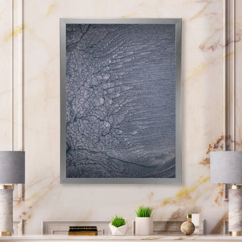 Art mural moderne sur toile luxueux gris fluo X, H 12 po x l 20 po x P 1 po, Cadre photo argenté