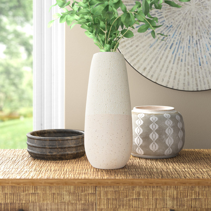 Jennifer Ceramic / Porcelain Table Vase, 13.98" H  x 5.91" W x 5.91" D