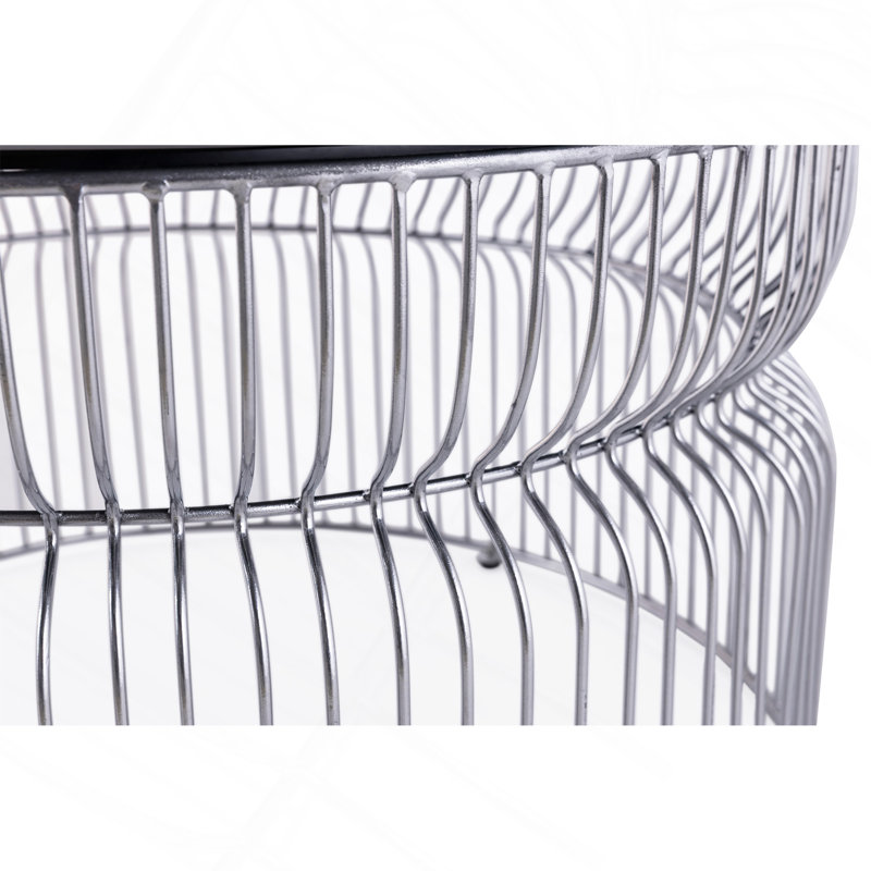 Table basse, table ronde pour le salon, Noir / chrome