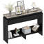 Console cannelée moderne avec tiroir, table d'entrée étroite de 117 cm (46 po) avec plateau en faux marbre, étagère de rangement et design mince pour salon ou couloir.