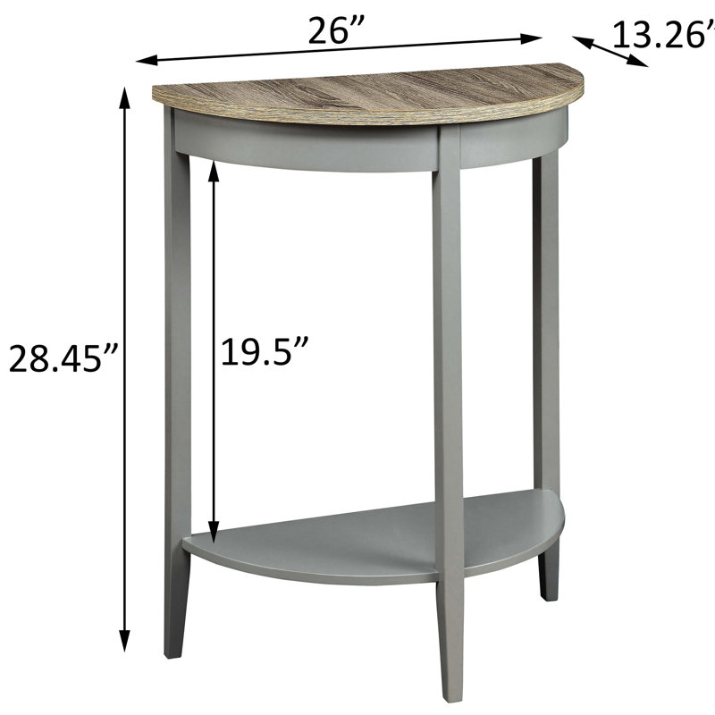 Console grise avec tablette inférieure pour la décoration et le rangement du corridor, style transitionnel, en chêne.