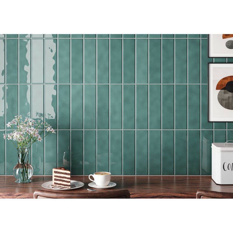 Sail 3" X 10" Ceramic Wall Tile, Green