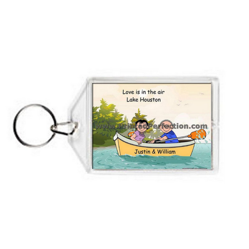 Bateau à rames personnalisé - porte-clés couple en acrylique, Oui