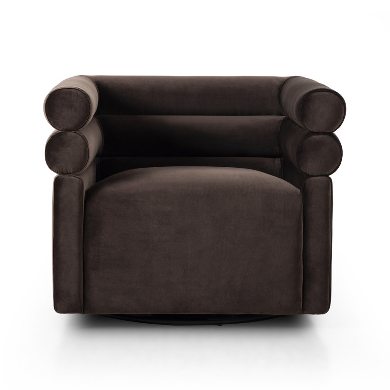 Evie Swivel Chair-Hampton Cream, Surrey Cocoa Cotton Blend