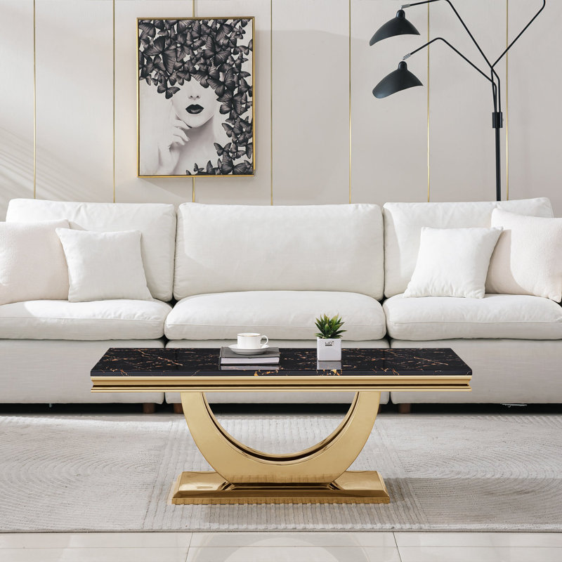 Table basse Burdell Ct302, Noir, noir, noir, noir, Doré