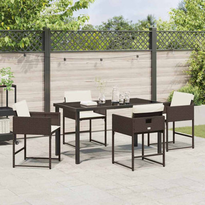Garden Dining Set 5 Pcs Poly Rattan