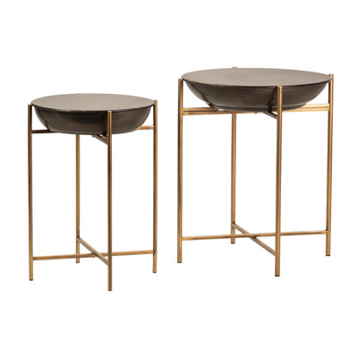 Metal 2 Piece Side Table Set