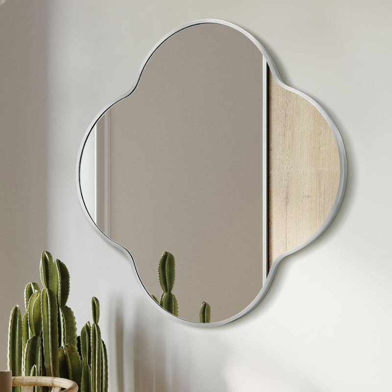 Miroir mural Ertugrul, Argent, 24 po x 24 po