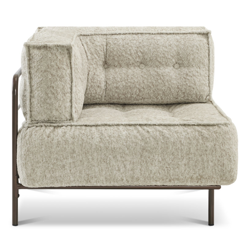 Fauteuil d'angle large Kevene 36,2, Fausse fourrure ivoire
