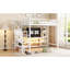 Lit mezzanine en métal avec meuble télé, escalier et garde-robe - White Perfection-451030956