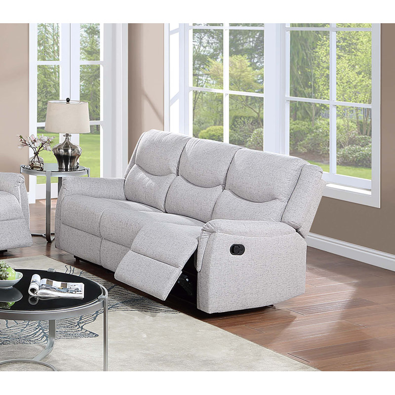 Zaphira Upholstered 76'' Reclining Sofa, Sincere Bone Burlap
