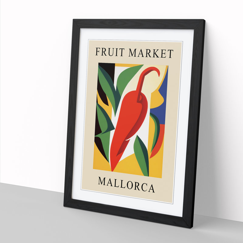 Mallorca Fruit Market Exhibition Red Chili Pepper - Single Picture Frame Print on Wood, 46cm H x 34cm W x 2cm D