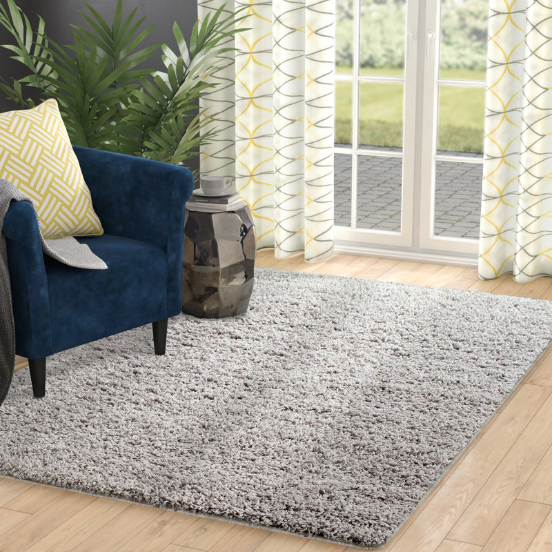Tapis gris clair en polypropylène tissé à la machine Ashleigh-Marie, Rectangle 9 pi x 12 pi