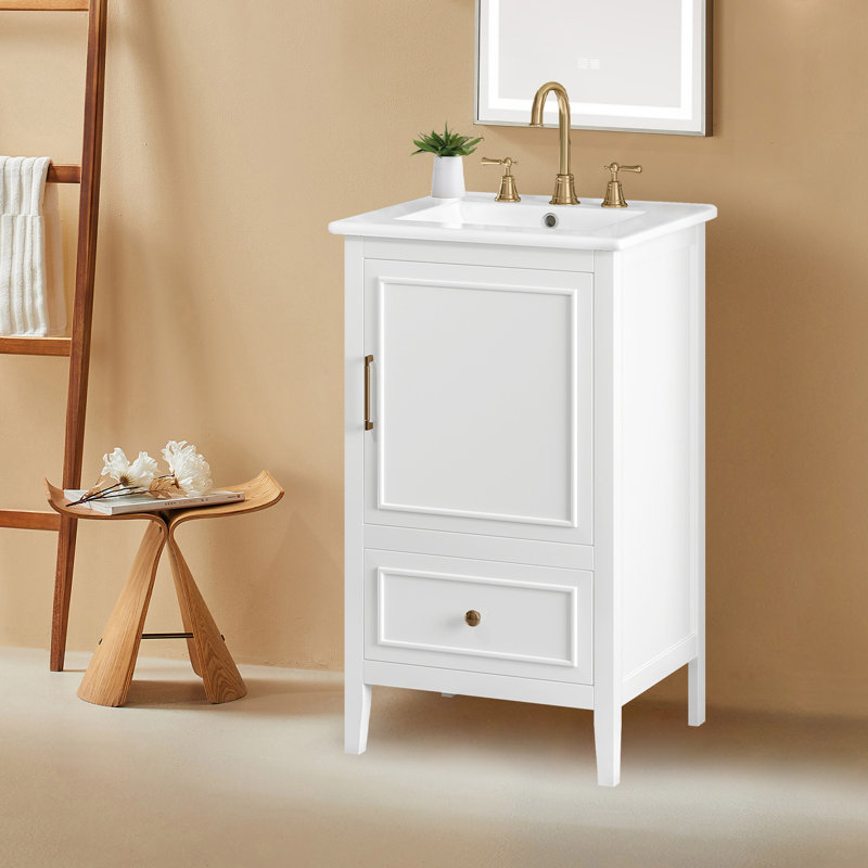 20" Bathroom Vanity Cabinet With Sink, White