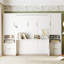 Grand lit escamotable mural avec placard, tiroirs et tablettes, blanc-1942474197