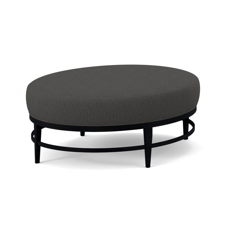 Elliptic Oval Ottoman, White Caps Fog Viscose, Vintage Ebony