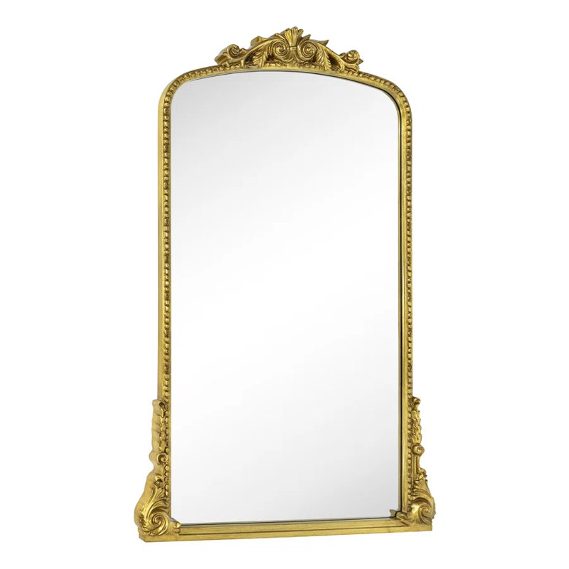 Miroir mural de salle de bain traditionnel, 58 po x 30 po, Or antique