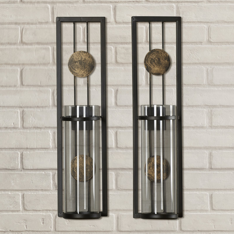 Ensemble de 2 appliques murales en métal, H 16 po x l 4 po x P 3,5 po