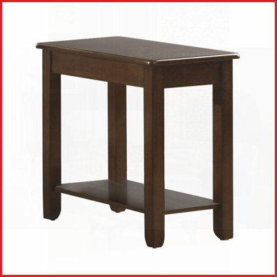 Table basse contemporaine en bois de cerisier foncé avec tablette pour le salon
