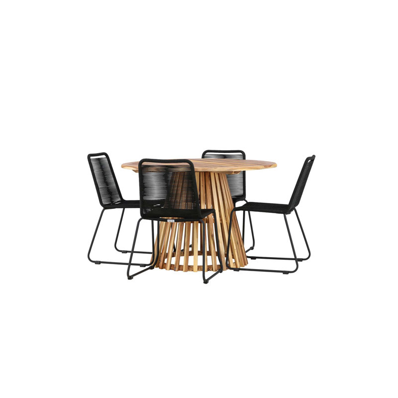 Claudius 4 - Person Acacia Patio Dining Set with Round Table