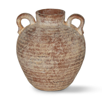 Ceramic Flower Vase Farmhouse Rustic Vase Decorative Pottery Terracotta Vases for Home Decor Table Mantle Fireplace Living Room Bathroom Wedding Centerpiece