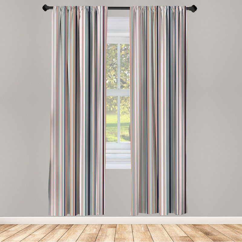 Microfiber Striped Semi-Sheer Rod Pocket Curtain Panels, 28" W x 84" L, Gray