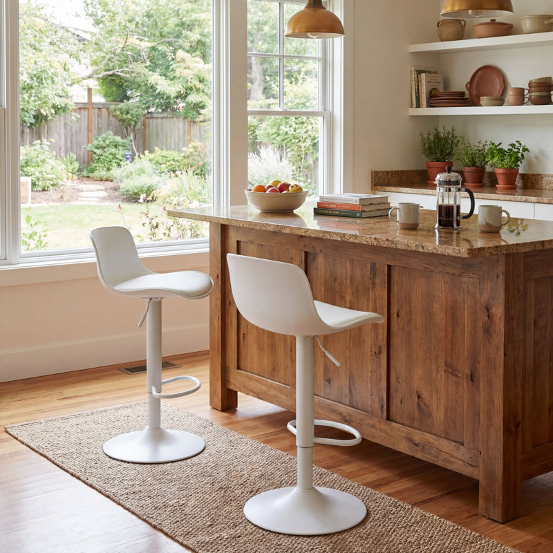 Height Adjustable Bar Stools, Modern Padded Counter Stools with Back, Easy Assembly Swivel Kitchen Island Stools with Footrest, Comfortable Bar Chairs