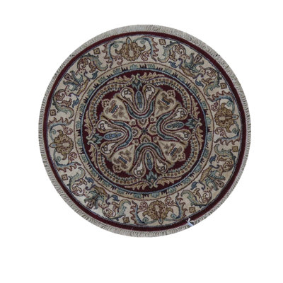 Wool Oriental Area Rug in Red/Ivory/Bule