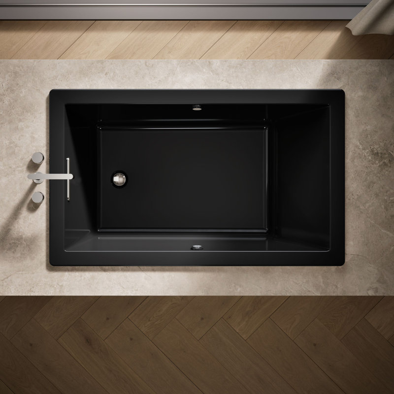 Baignoire en acrylique 60 po x 36 po encastrée avec bain de massage, Noir