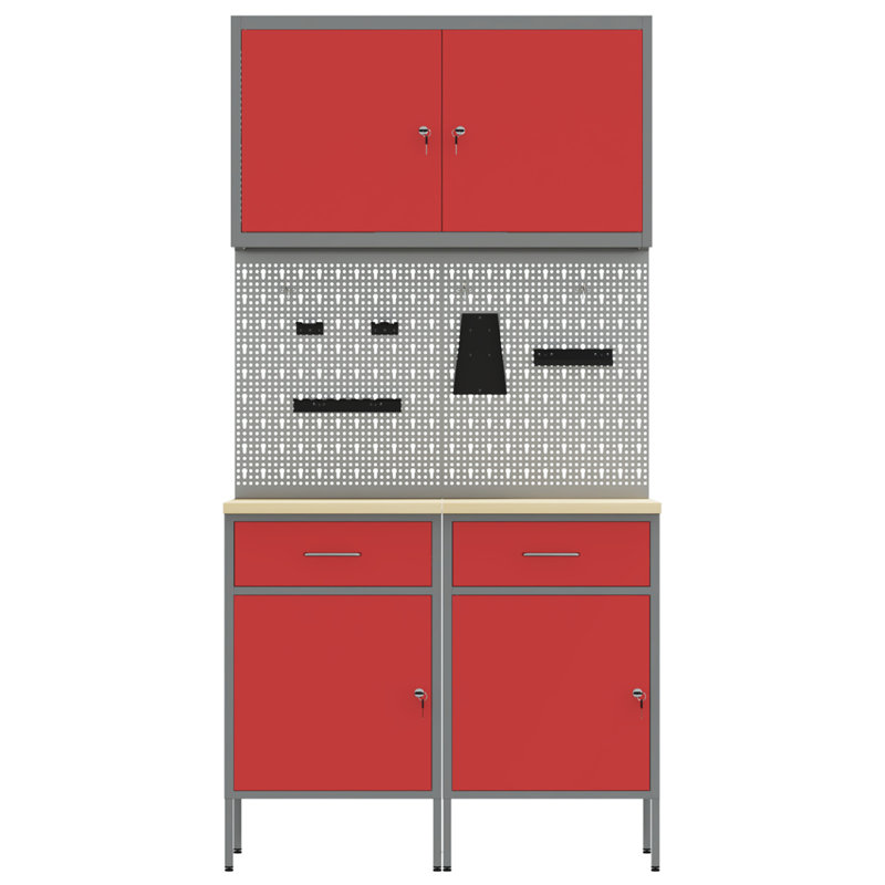 Set Of 4 Steel, Medium, Red