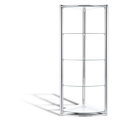 Triangle Frame Tempered Glass Shelf, 5 Vertical Shelves For Primary Living Zones, Sleek Design, Open Back, 28.17 Lb Weight Shelf With Minimalist