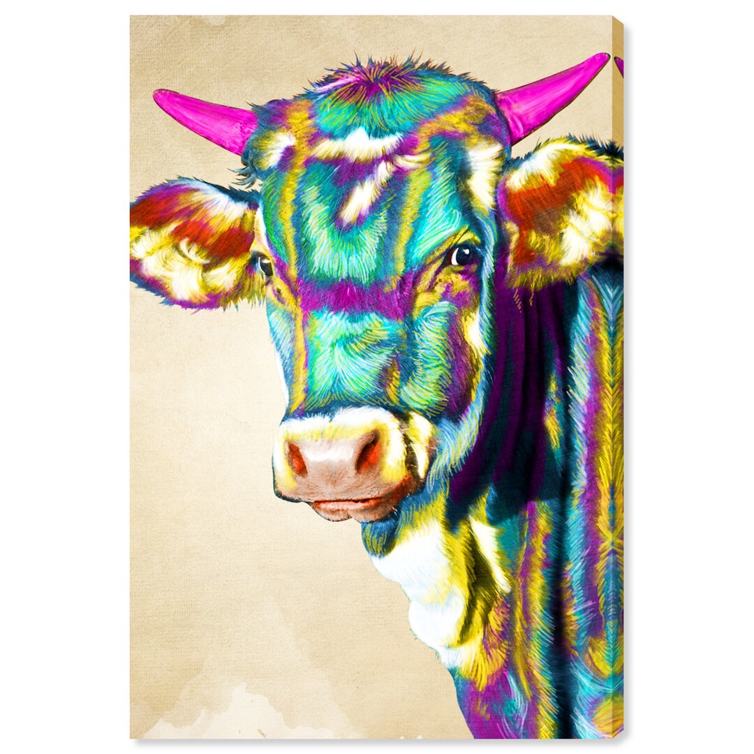 Leinwandbild Colourful Glam Cow von Oliver Gal