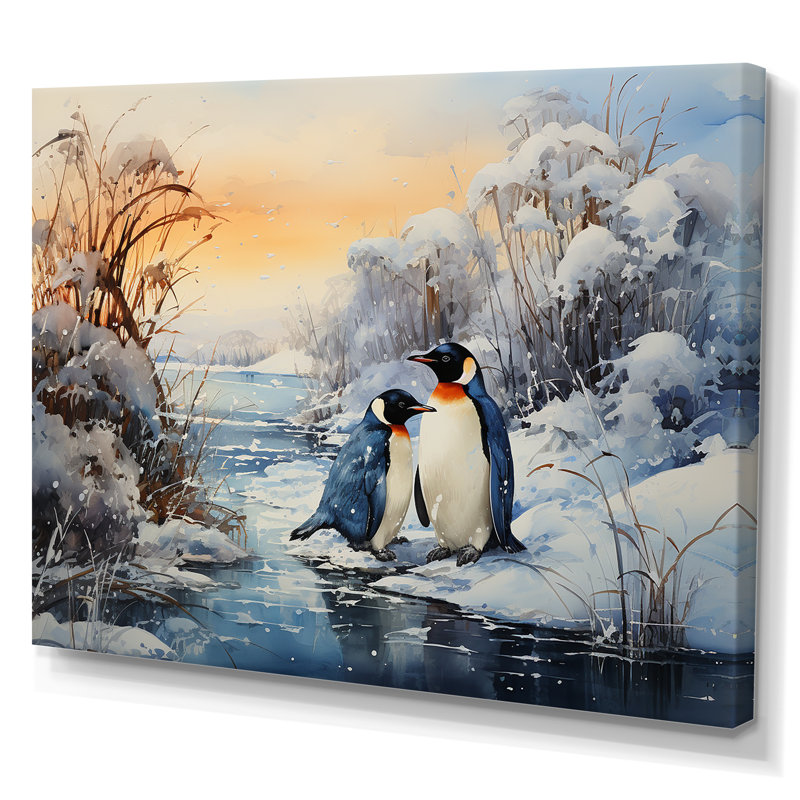 Penguins Winter Symphony sur toile, Toile tendue, H 34 po x l 44 po x P 1,5 po