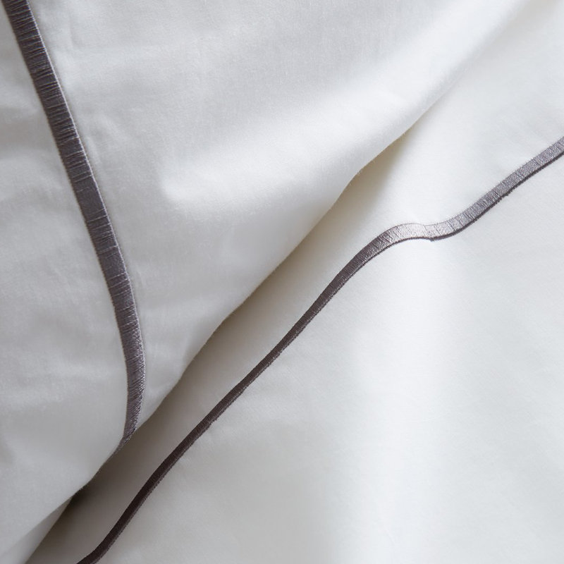Benin 300 Thread Count 100% Cotton Percale Sheet Set, Queen Sheet Set + Fitted Sheet + 2 Pillowcases, Charcoal