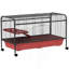 Cage pour petits animaux 48 po, cage à lapins ou furet avec mangeoire, roulettes, plateforme, rampe