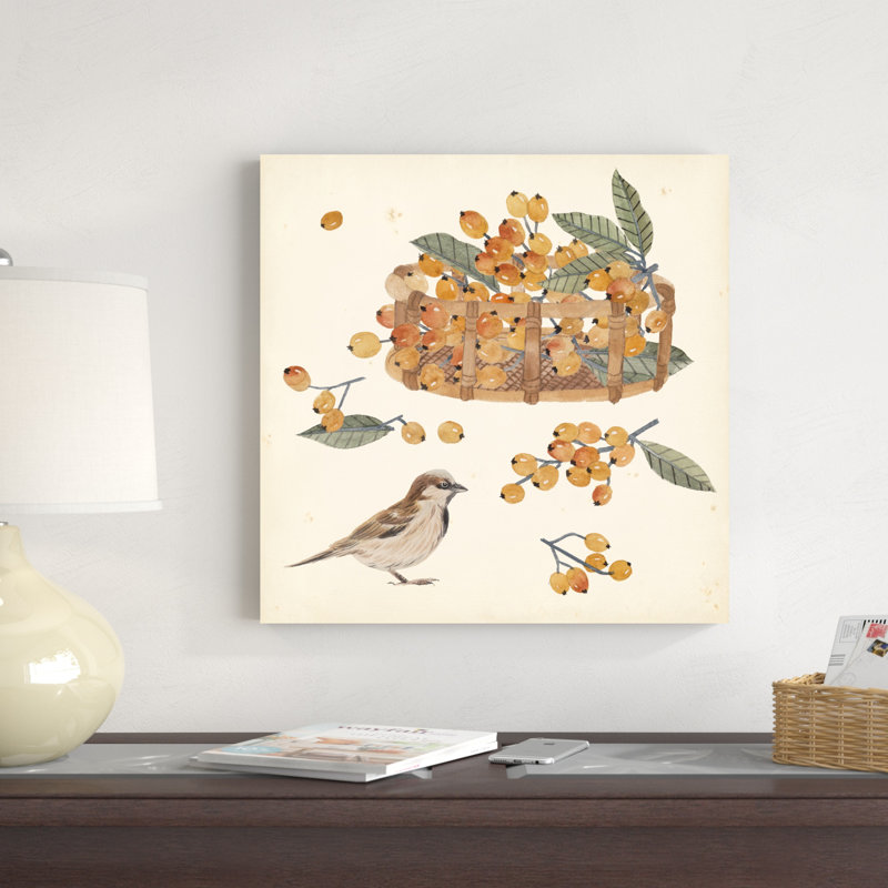 «Basket with Fruit III» par Melissa Wang - peinture sur toile tendue, H 20 po x l 20 po
