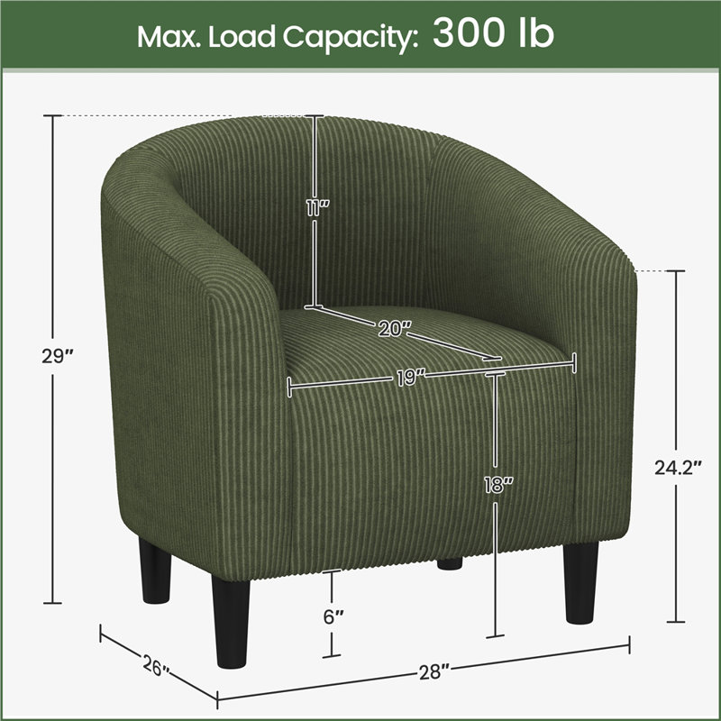 Upholstered Accent Chair Fabric Club Chair, Dark Green