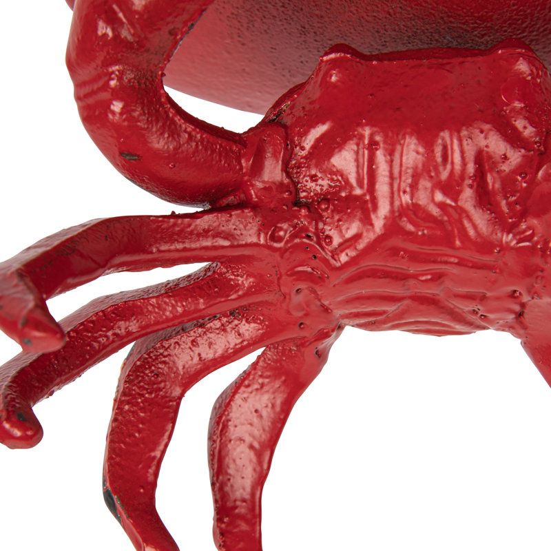 Distressed Red Decorative Cast Iron Crab Shaped Dish
