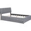 Lit plateforme tapissier fonctionnel avec molleton gris et lit gigogne simple brillant-452072387-452072385