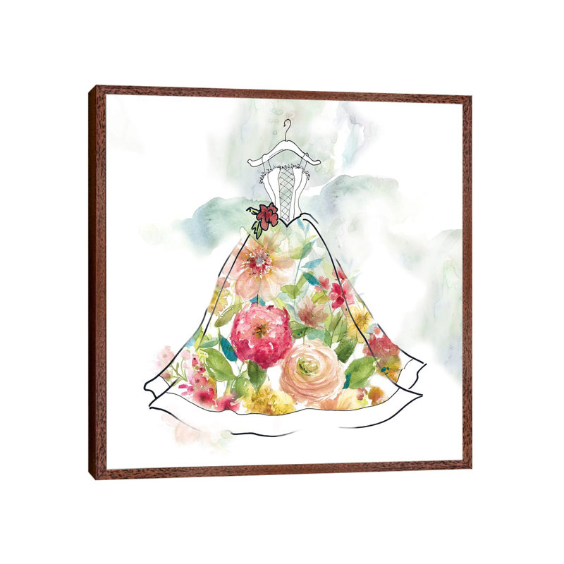 Fashionable Florals II by Carol Robinson - Print on Canvas, Classic Brown Wood Framed, 45.72 cm H x 45.72 cm W