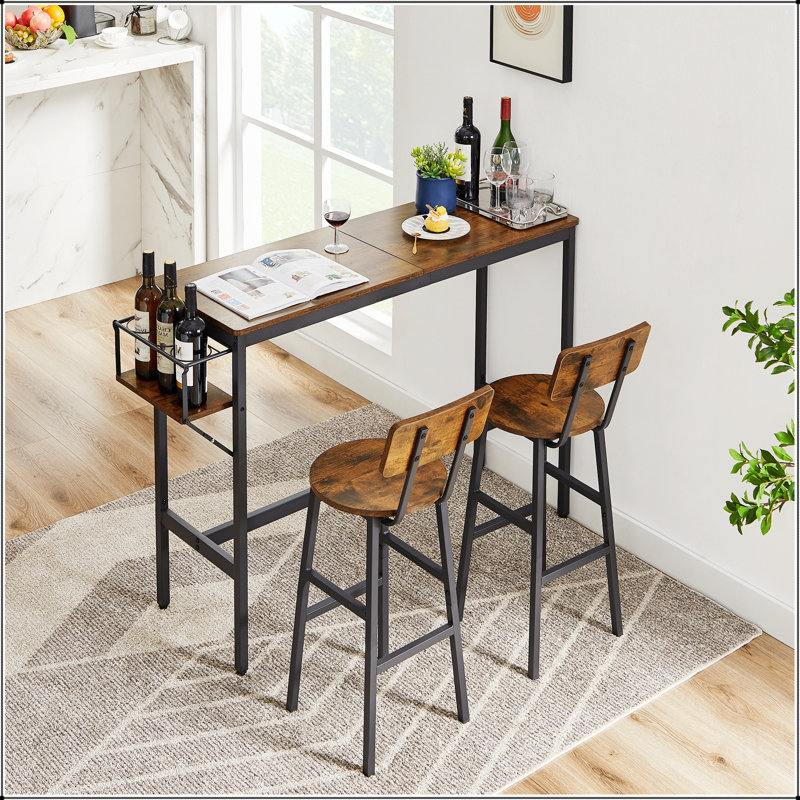 Bar Table Set with wine bottle storage rack