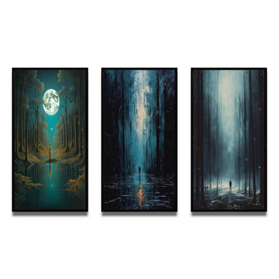 «Solitude Full Moon Wandering Endless Forest», 3 pièces