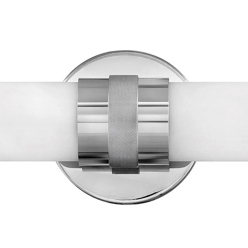 Chrome LED Cylinder Outdoor Wall Sconce with Etched Glass