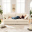 Salon Corduroy 4 - Siège profond, confortable, coussin rembourré, housse amovible, housse crème 4