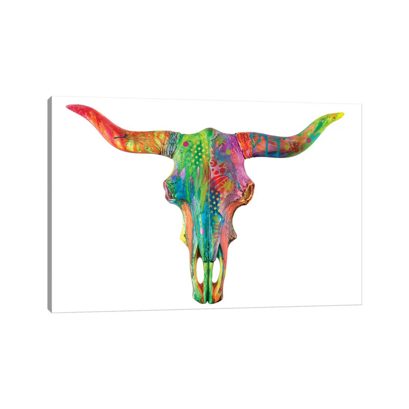 Longhorn Bust by Dean Russo - Wrapped Canvas Painting, 20.32 cm H x 30.48 cm W