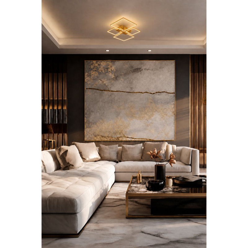 Gold Multi Square LED Flush Mount
