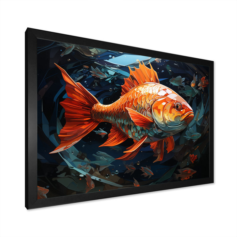 Poissons orange Atouch II - impression, H 34 po x l 44 po x P 1,5 po, Cadre simple noir