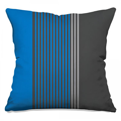 Blue Gray Stripes Double Sided Throw Pillows