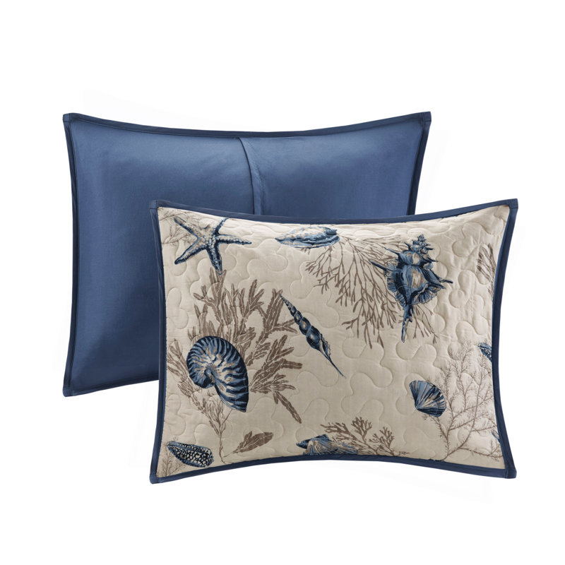 Ensemble de courtepointe en microfibre brossée avec coussins Blue King, King Quilt + 5 Additional Pieces