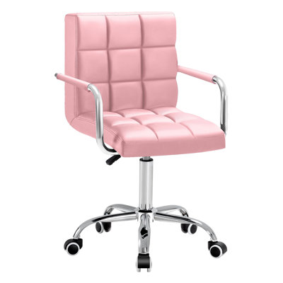 Mid-Back Office Task Chair PU Leather Executive Modern Adjustable Home Desk Retro Comfortable Work Chair